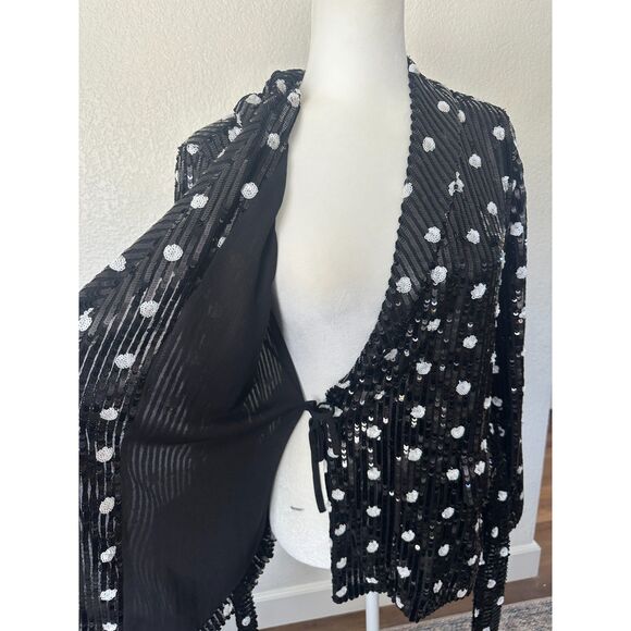 House of Harlow 1960 x Revolve Otto Blazer in Black White Polka Dots Sequins S - Picture 7 of 12
